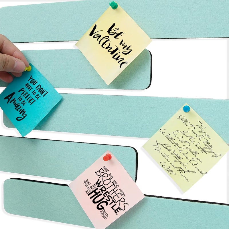 Arlasuo Felt Pin Board Bar Strips Bulletin Board for Bedrooms Offices Home Wall Decoration, Notice Board Self Adhesive Cork Board with 35 Push Pins for Paste Notes, Photos, Schedules (Light Blue) - Image 2